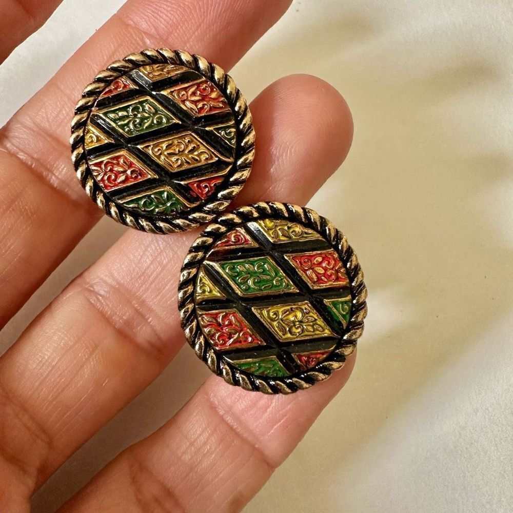 Sarah Coventry mosaic enamel vintage cufflinks